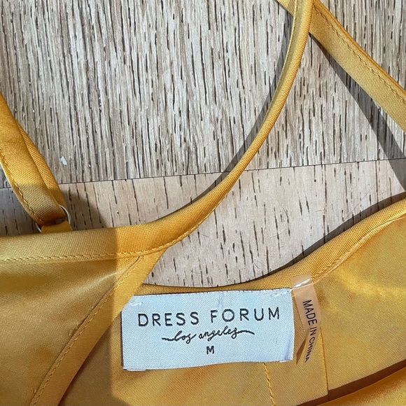 Dress Forum Golden Satin Slip Midi Dress Adjustable Straps Size Medium boho - Picture 3 of 5